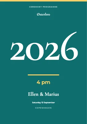 Ceremony programme — Ellen and Marius, Østerbro