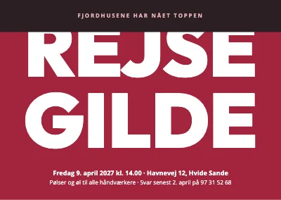 Rejsegilde — stor typografi