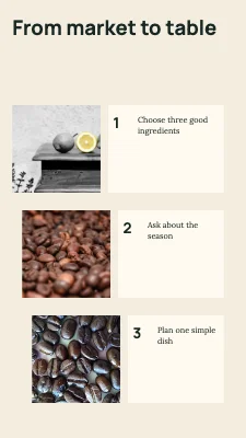 From market to table · Three steps