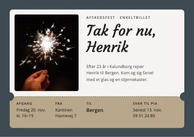 Afskedsfest — enkeltbillet