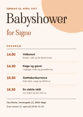 Babyshower — eftermiddagens program
