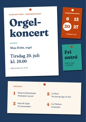 Orgelkoncert i Gudhjem — opslagstavle