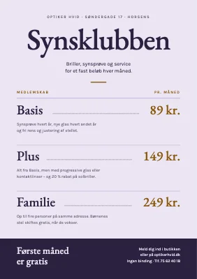 Optiker — synsklub med fast månedspris
