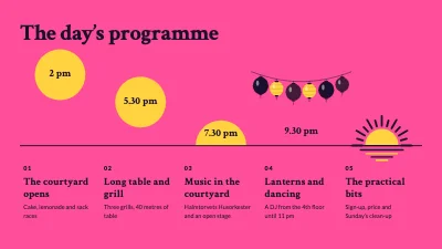 Page 2 of Courtyard summer party — the day’s programme