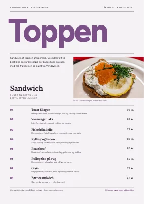Sandwichbar i Skagen — menukort