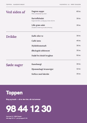 Side 2 af Sandwichbar i Skagen — menukort