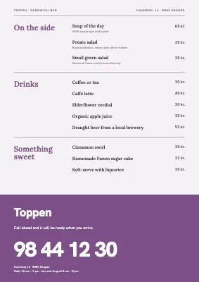 Page 2 of Sandwich bar menu — Skagen harbour