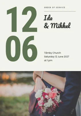 Order of service — the date in big numerals