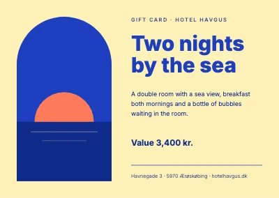 Gift card — hotel stay