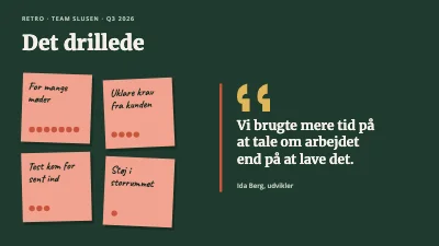 Side 4 af Retrospektiv — teamets retrotavle