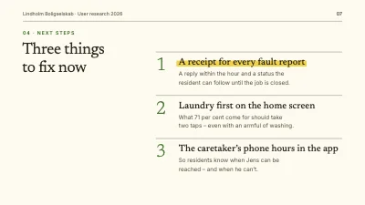Page 7 of User research — findings and recommendations