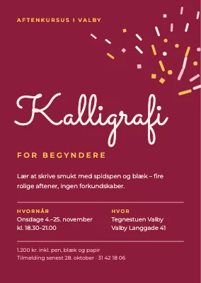 Kalligrafikursus i Valby — invitation