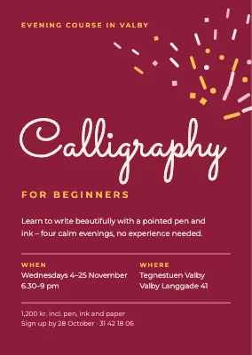 Calligraphy course in Valby — invitation