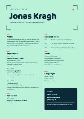 Photographer CV