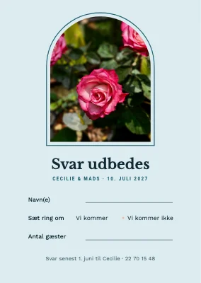 Svarkort — havebryllup i buevindue