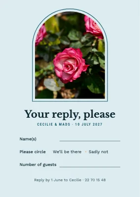 RSVP card — garden wedding arch window