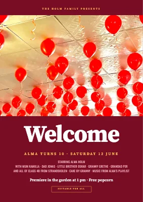 Tenth birthday — film poster welcome sign
