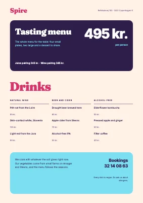 Page 2 of Vegan restaurant menu — colour columns