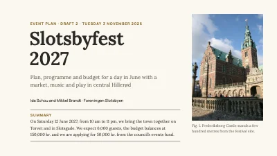 Event plan — town festival in Hillerød