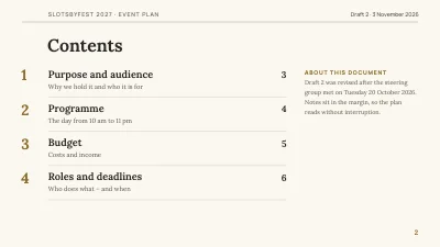Page 2 of Event plan — town festival in Hillerød