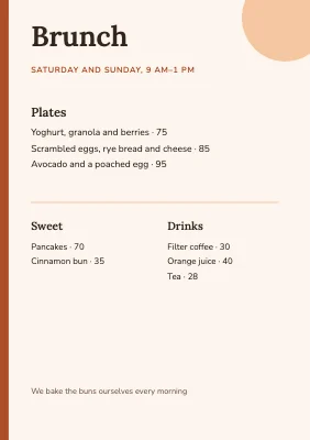 Brunch menu