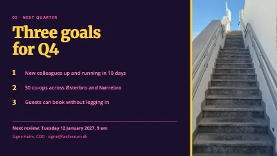 Page 7 of OKR review — the quarter’s goals and scores