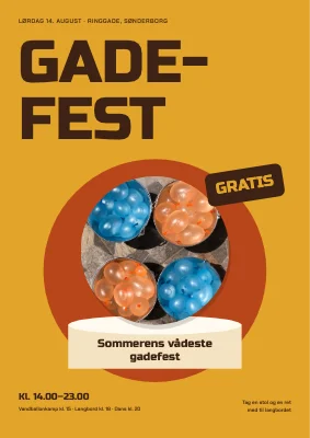 Gadefest med vandballoner — plakat
