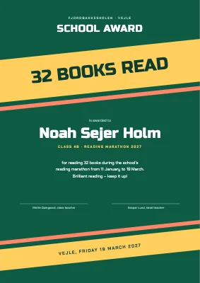 School award — reading marathon