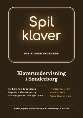 Klaverundervisning — neonskilt