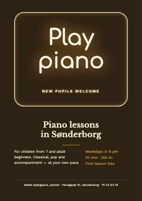 Piano lessons — neon sign