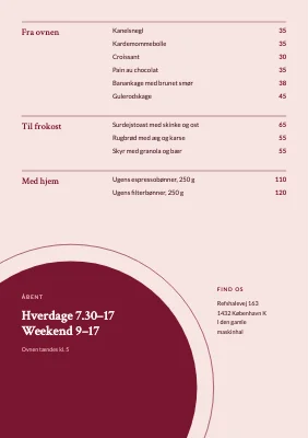 Side 2 af Kaffekort — kaffebar i den gamle hal
