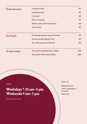 Page 2 of Coffee menu — bar in the old hall