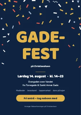 Gadefest på Christianshavn — konfetti