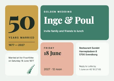 Golden wedding anniversary — tiled invitation