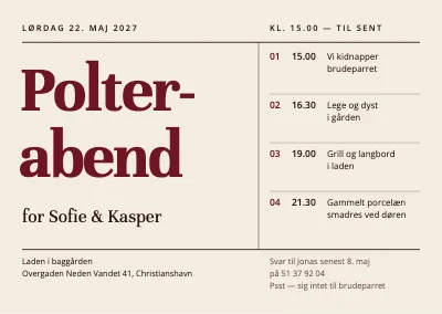 Polterabend i laden — program