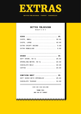Page 2 of Hot dog stand — menu as a till receipt