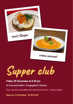 Supper club in Nyborg — invitation