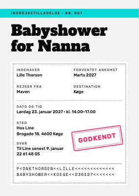 Babyshower — indrejsevisum til den lille