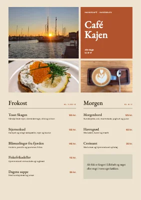 Havnecafé — menukort med fotomosaik