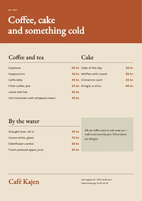 Page 2 of Harbour café — menu with photo mosaic