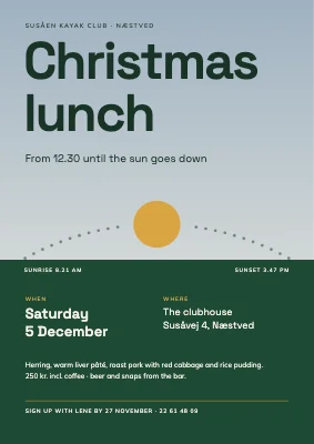 Christmas lunch — low winter sun