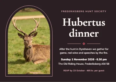 Hubertus dinner — stag in an arched window