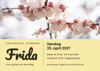 Konfirmation — pastelbånd over blomstergren