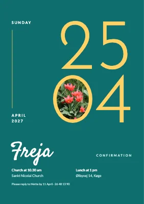 Confirmation invitation — big date with tulips