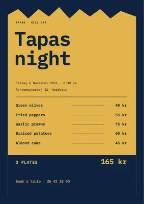 Tapas bill from Nordvest