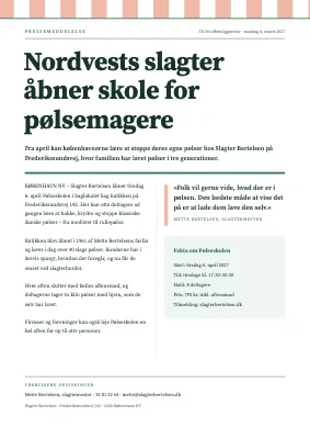 Pressemeddelelse — slagter