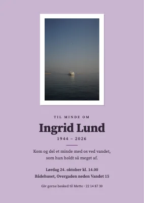 Mindestund ved vandet — invitation