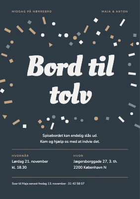 Middagsinvitation — bord til tolv