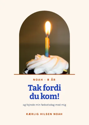 8-års fødselsdag — takkekort med cupcake