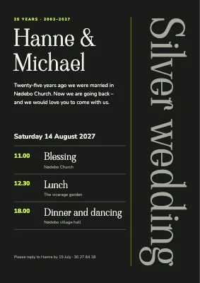Silver wedding — vertical word in silver